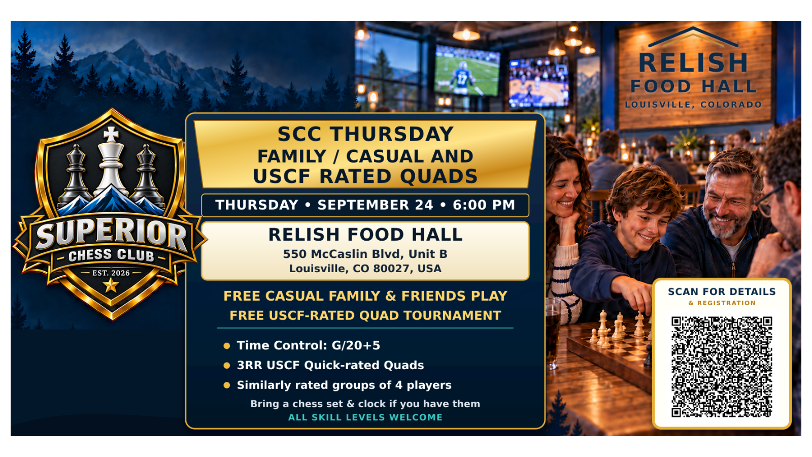 SCC Thursday Family / Casual and USCF Rated Quads