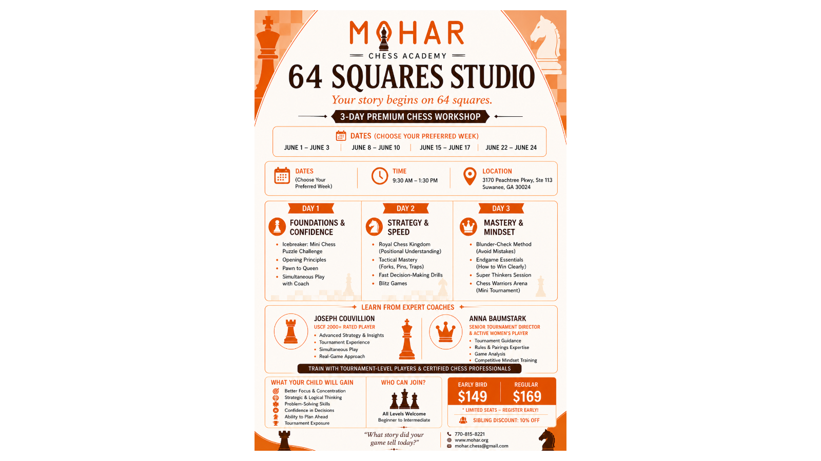 Mohar 3 day Premium Chess Workshop