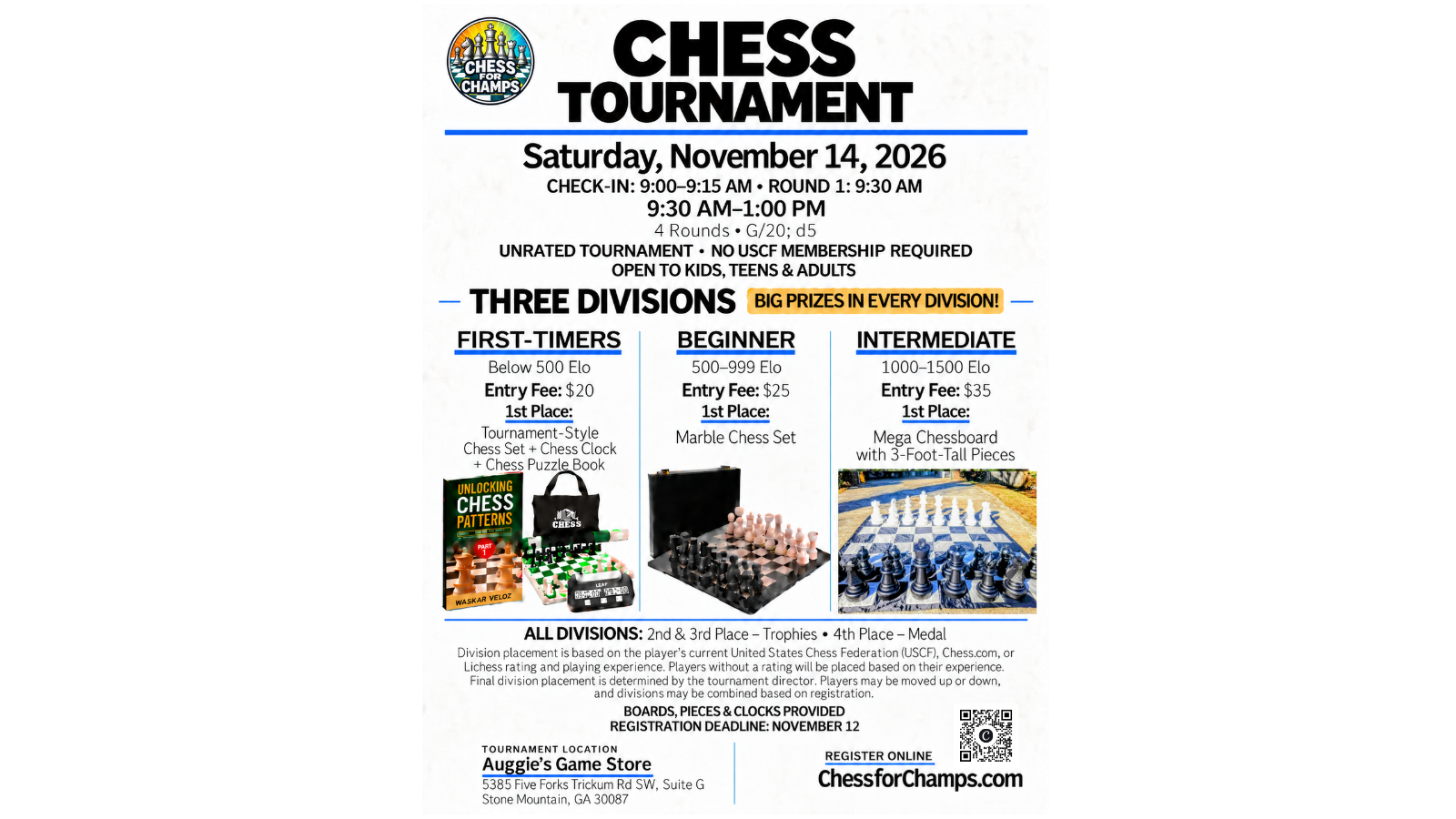 Chess for Champs Fall Tournament